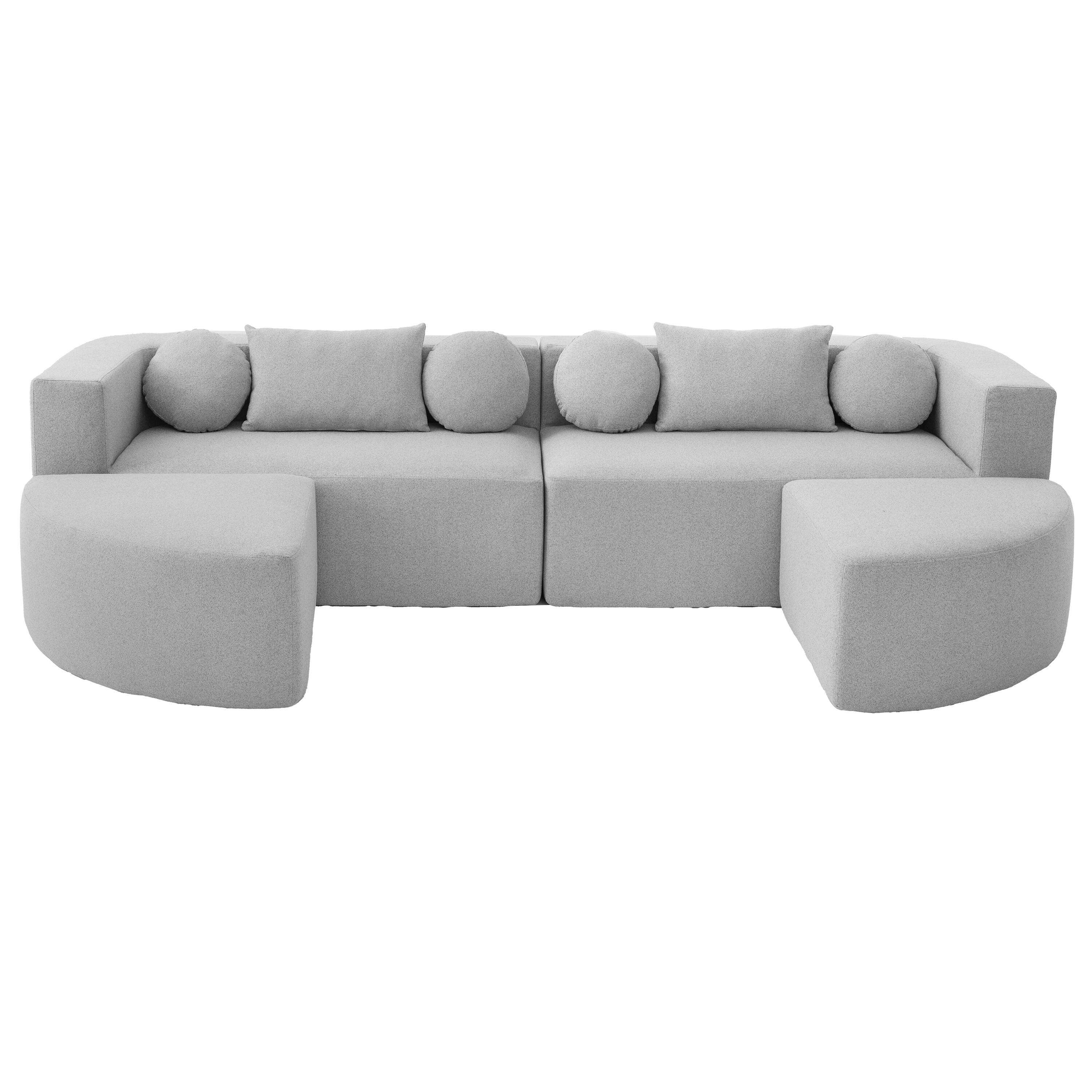 Alt View 1. Whisen - Modular Sectional Sofa Boneless Couch Sofa Bed Compression Sofa for Living Room - Grey.
