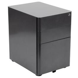 Emma + Oliver - Modern 3-Drawer Mobile Locking Filing Cabinet Storage Organizer - Black