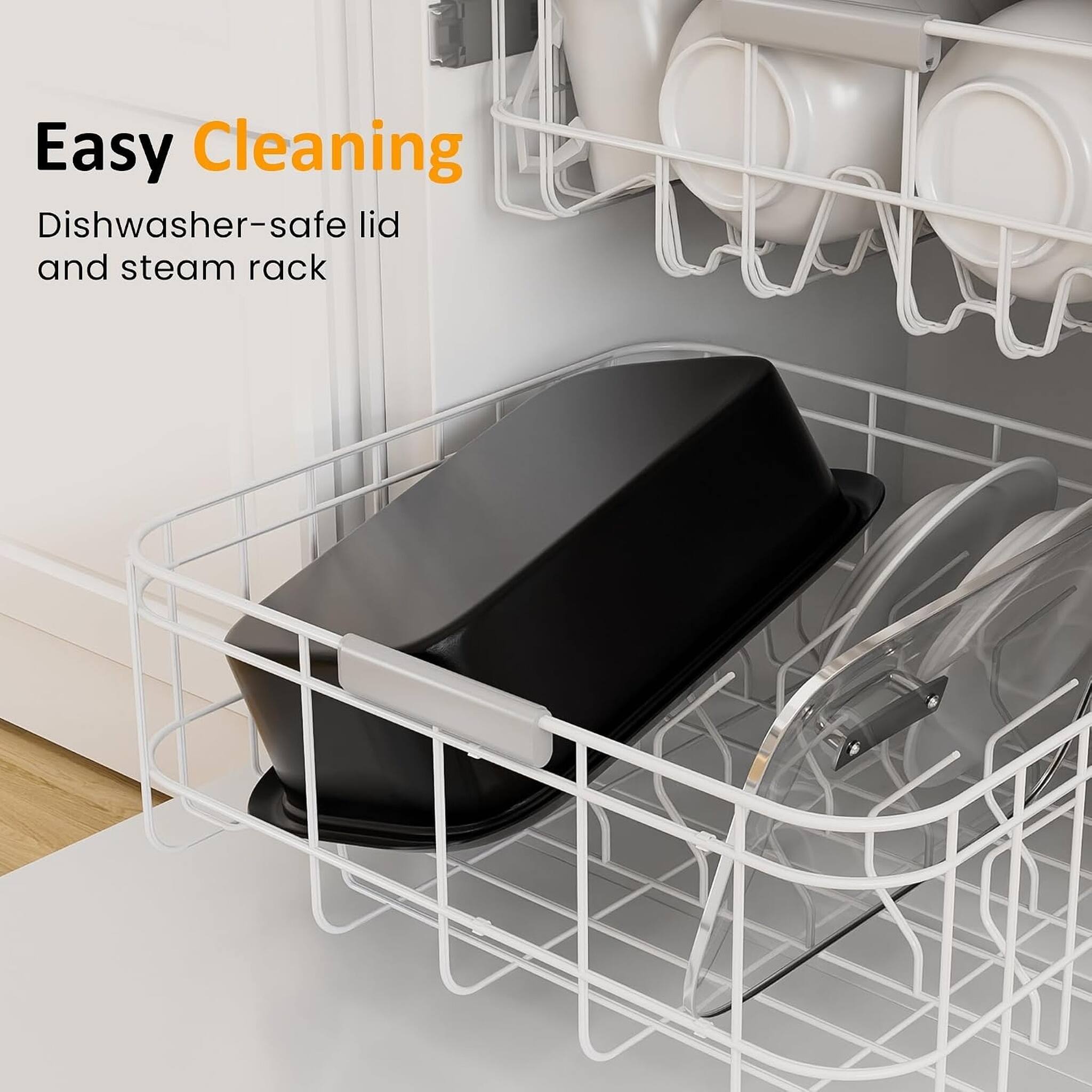 Easy Cleaning  
Dishwasher-safe lid and steam rack