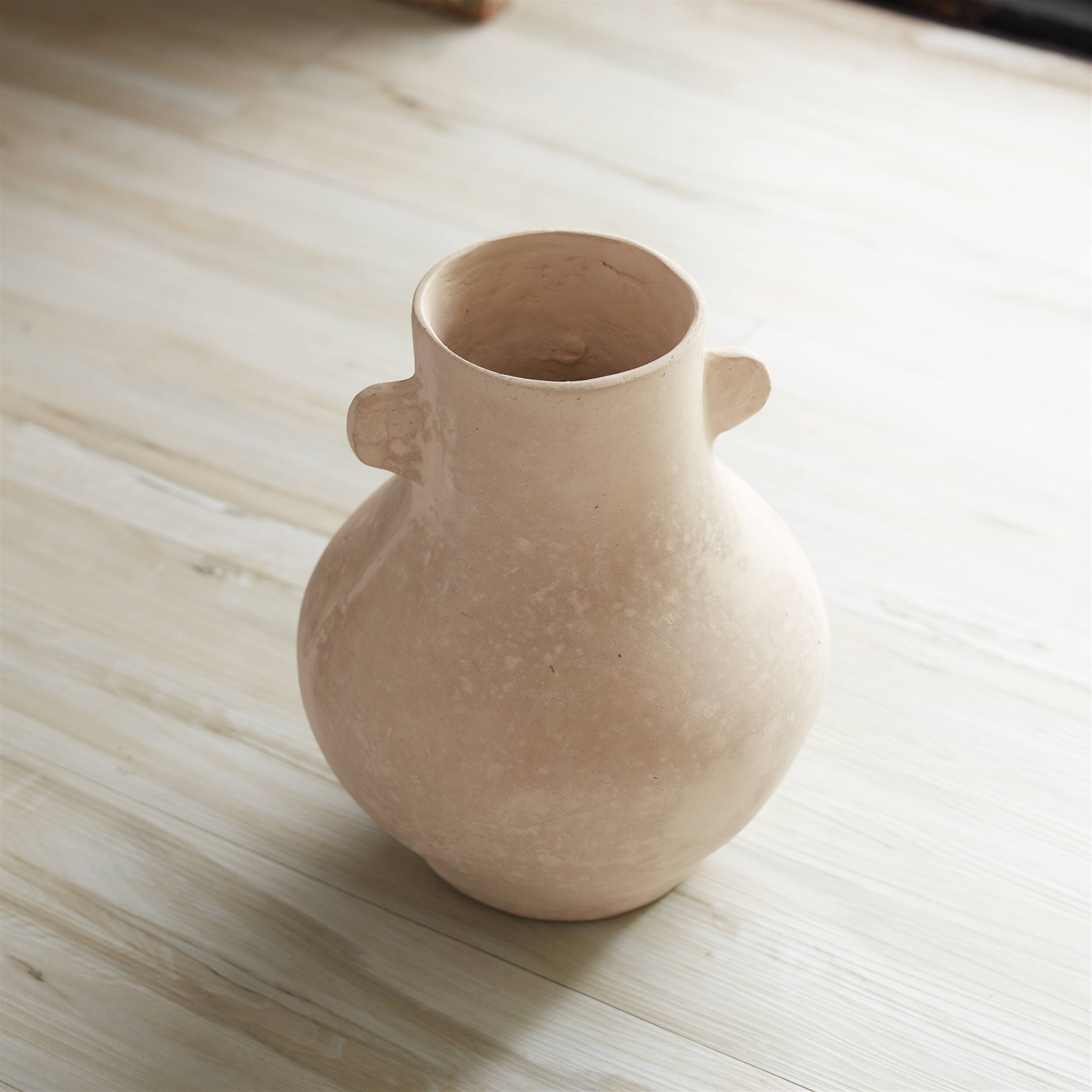 Back. BreeBe - Recycled Paper Chalk Vase 9.75"H - Beige.