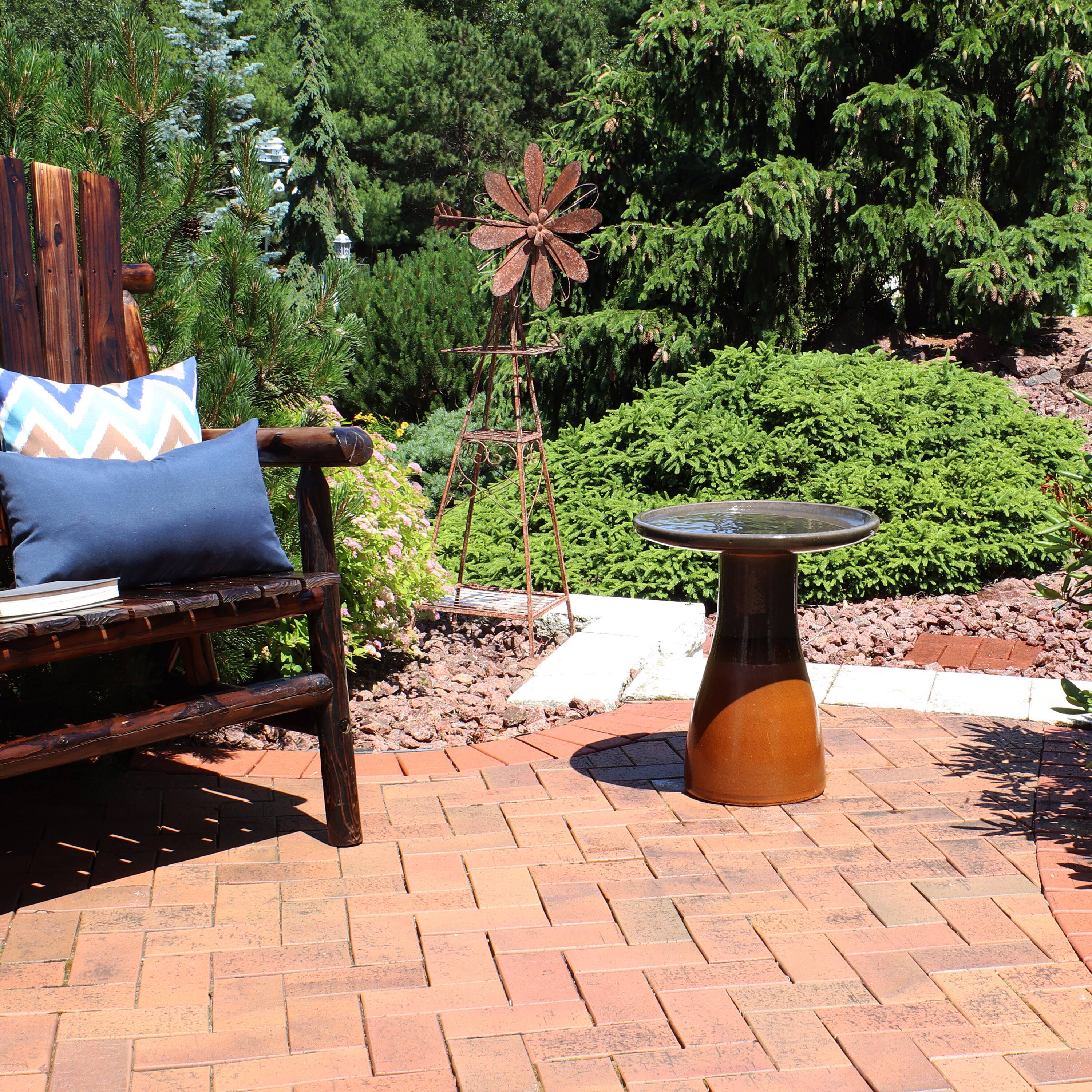 Alt View 7. Sunnydaze - Subtle Transitions Ceramic Bird Bath - 18.5 in - Dusty Rose.