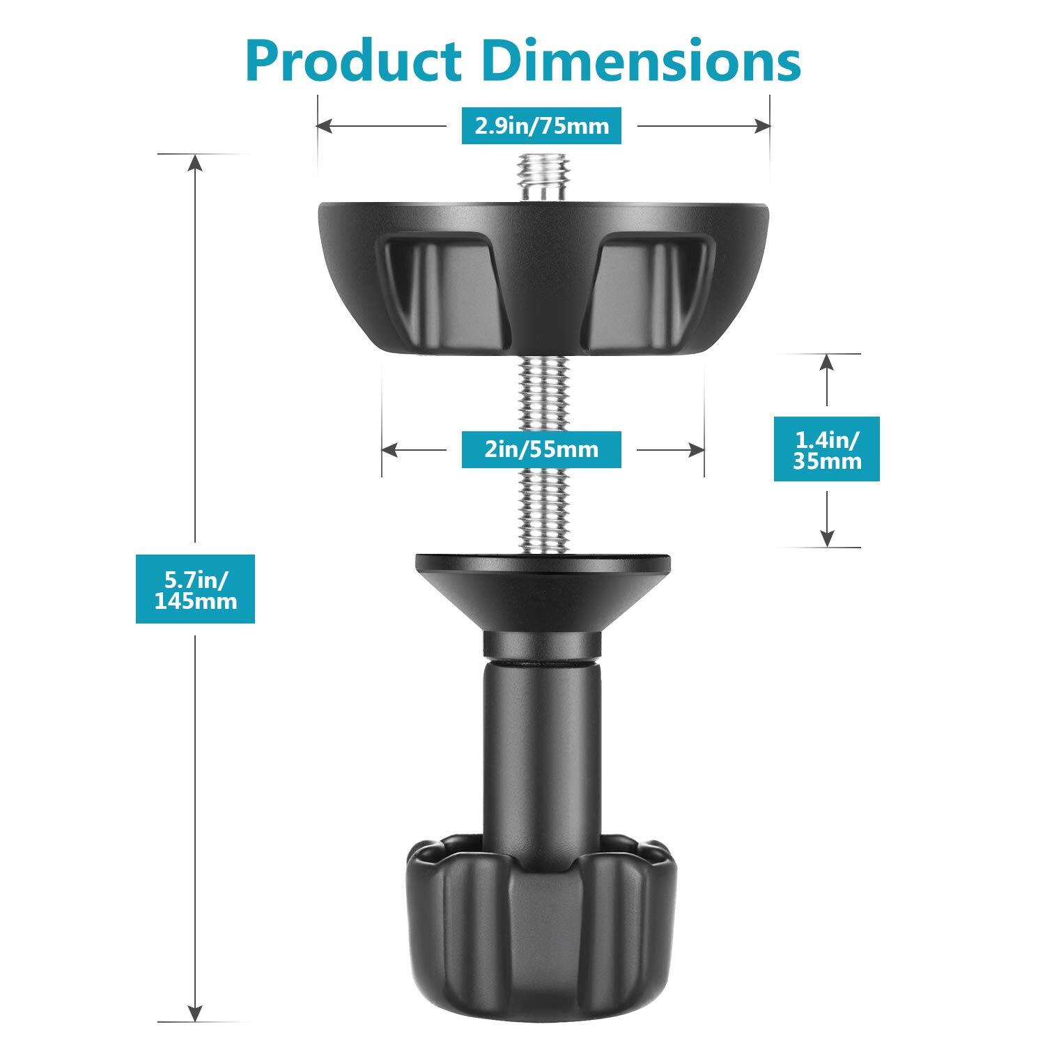 Product Dimensions: 2.9in/75mm, 2in/55mm, 1.4in/35mm, 5.7in/145mm