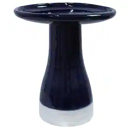 Sunnydaze - Duo-Tone Outdoor Glazed Ceramic Bird Bath - 21 in - Midnight Blue
