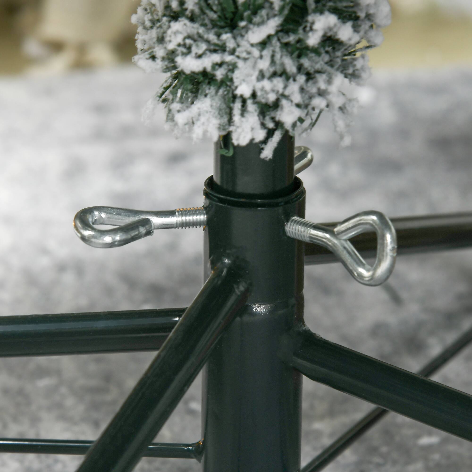 Alt View 8. Homcom - 9ft Tall Prelit Artificial Christmas Tree Holiday Décor with 1939 Snow Flocked Branches, 900 LED Lights, Steel Base - Green.