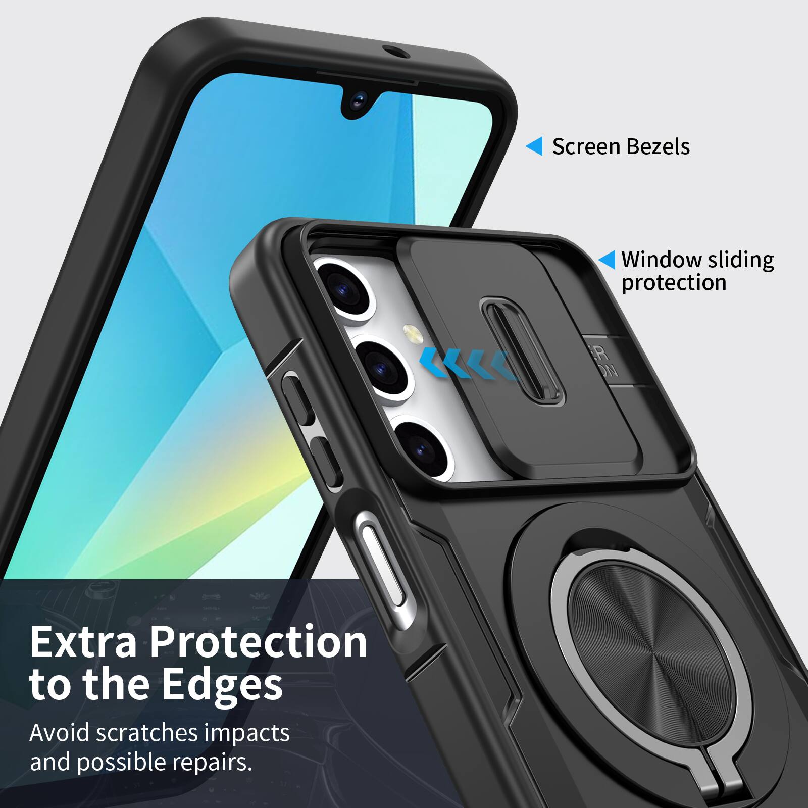 Screen Bezels  
Window sliding protection  
Extra Protection to the Edges  
Avoid scratches, impacts and possible repairs.