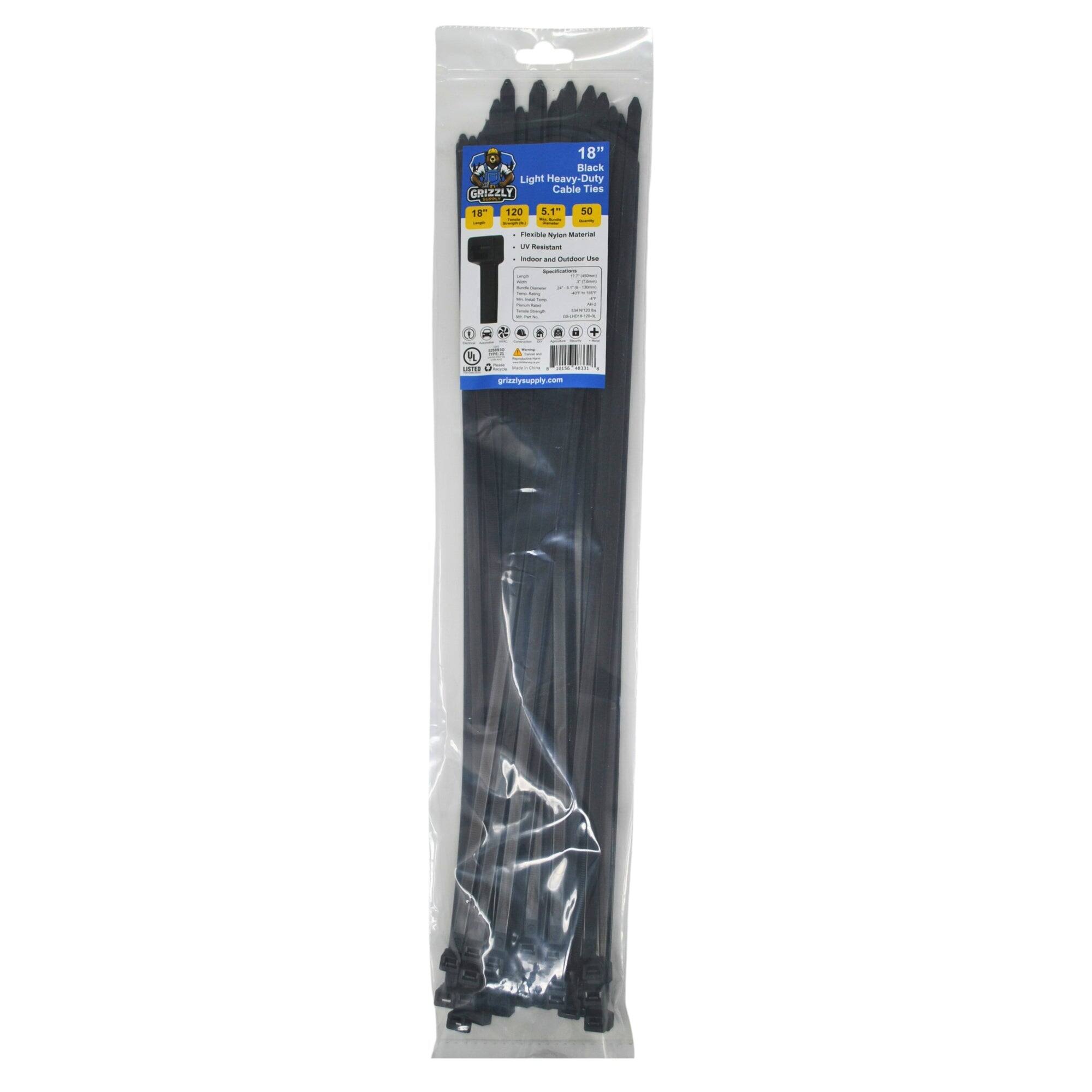 18" Black Heavy-Duty GRIZZLY Cable Ties 18 120 $0 | - a - - -ya n - -  - nadoer - n - - | . - | - - - I - - - 1 -  ! : i I I I : 1  + a ee : ults 3 - - : : gothinocm