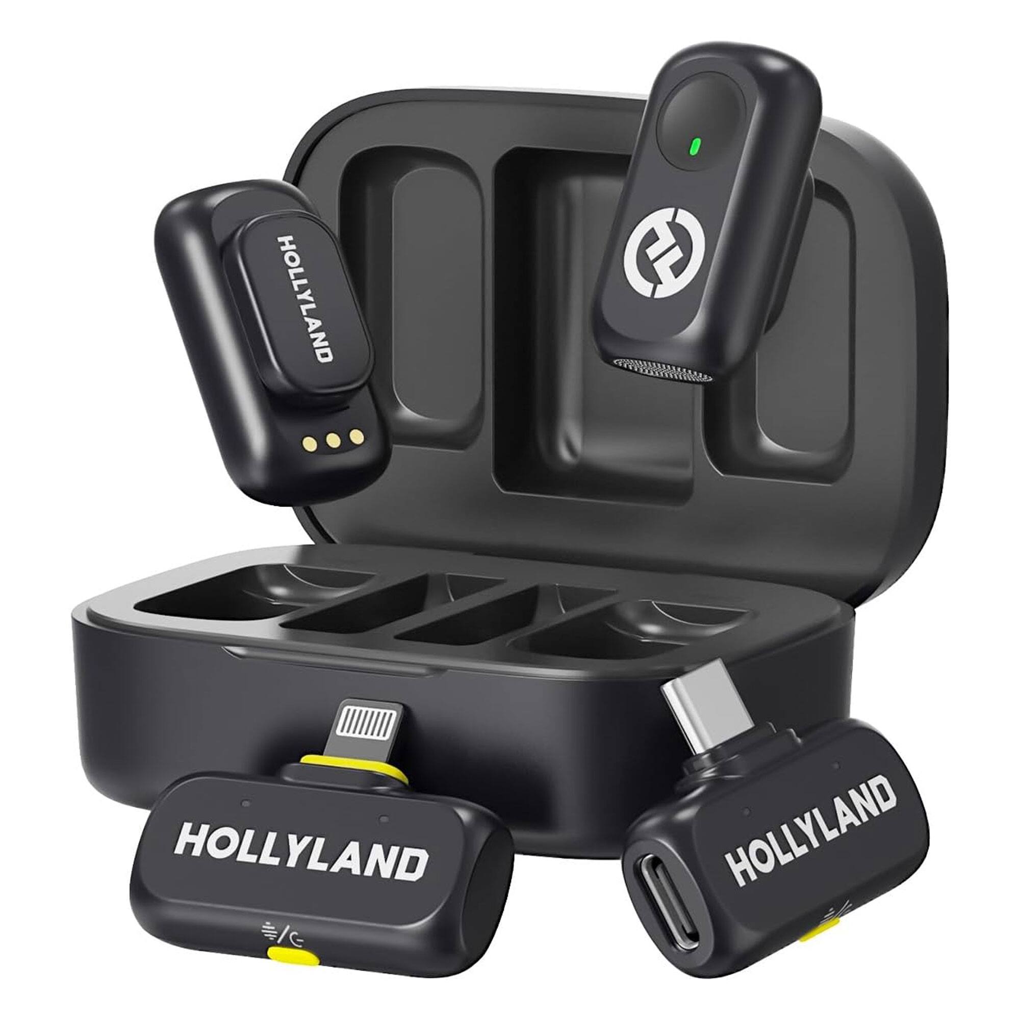HOLLYLAND - LARK A1 Combo 2-Person Wireless Microphone System with USB-C and Lightning Connectors for Mobile Devices - Black
