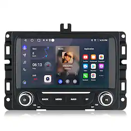 Junsun - 7 Inch carplay 2+64GB Android 14 For Dodge Ram 1500 2500 3500 2017-2019 Car Stereo Radio GPS Navi WIFI RDS SWC BT FM - Black