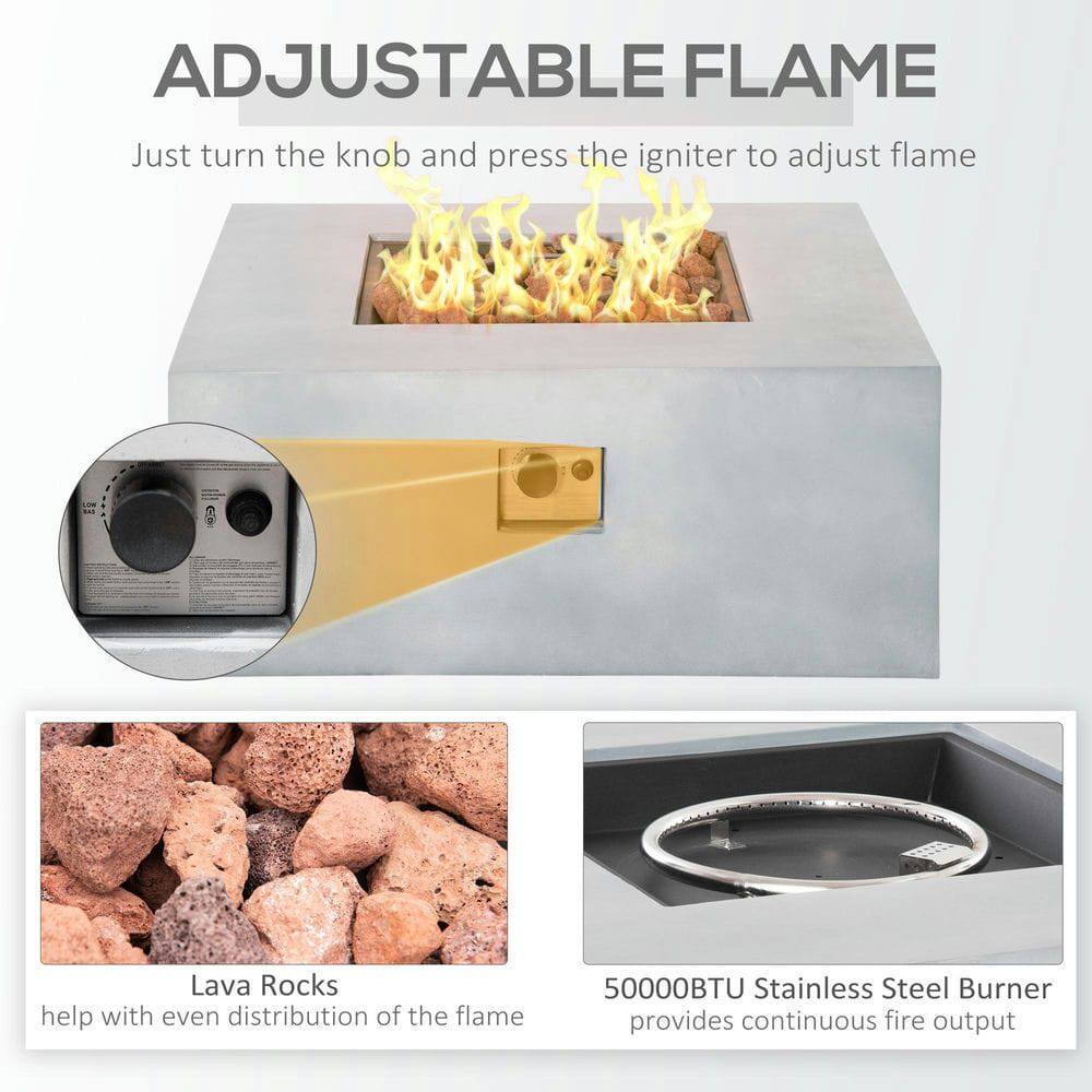 **ADJUSTABLE FLAME**

- Just turn the knob and press the igniter to adjust flame

- Lava Rocks help with even distribution of the flame

- 50000BTU Stainless Steel Burner provides continuous fire output
