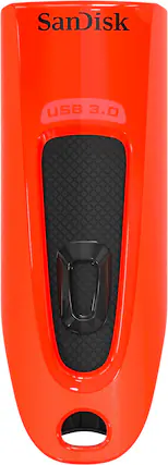 Front. SanDisk - Ultra 64GB USB 3.0 Flash Drive - Red.