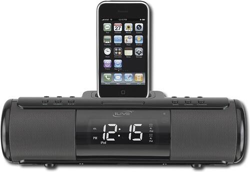 Front Standard. iLive - Portable Speaker with Clock for Apple® iPod® and iPhone.