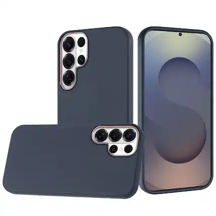 Front. Kitcheniva - Case Soft Premium with Chromed buttons Plus Tempered Glass For Samsung S26 Ultra Dark Blue - Dark Blue.