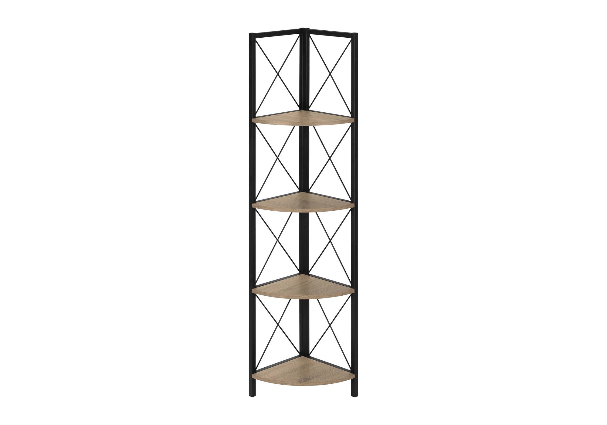 Angle. Spaco - Spaco Modern 4 Tier 60 Inch Corner Bookshelf, Metal Industrial for Living Room Bedroom Office - taupe.