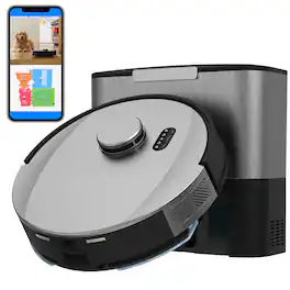 bObsweep - UltraVision Self-Empty Robot Vacuum & Mop, 1.5-Gallon Capacity, 8000 Pa Suction, Object-aware Tech - Stainless Steel