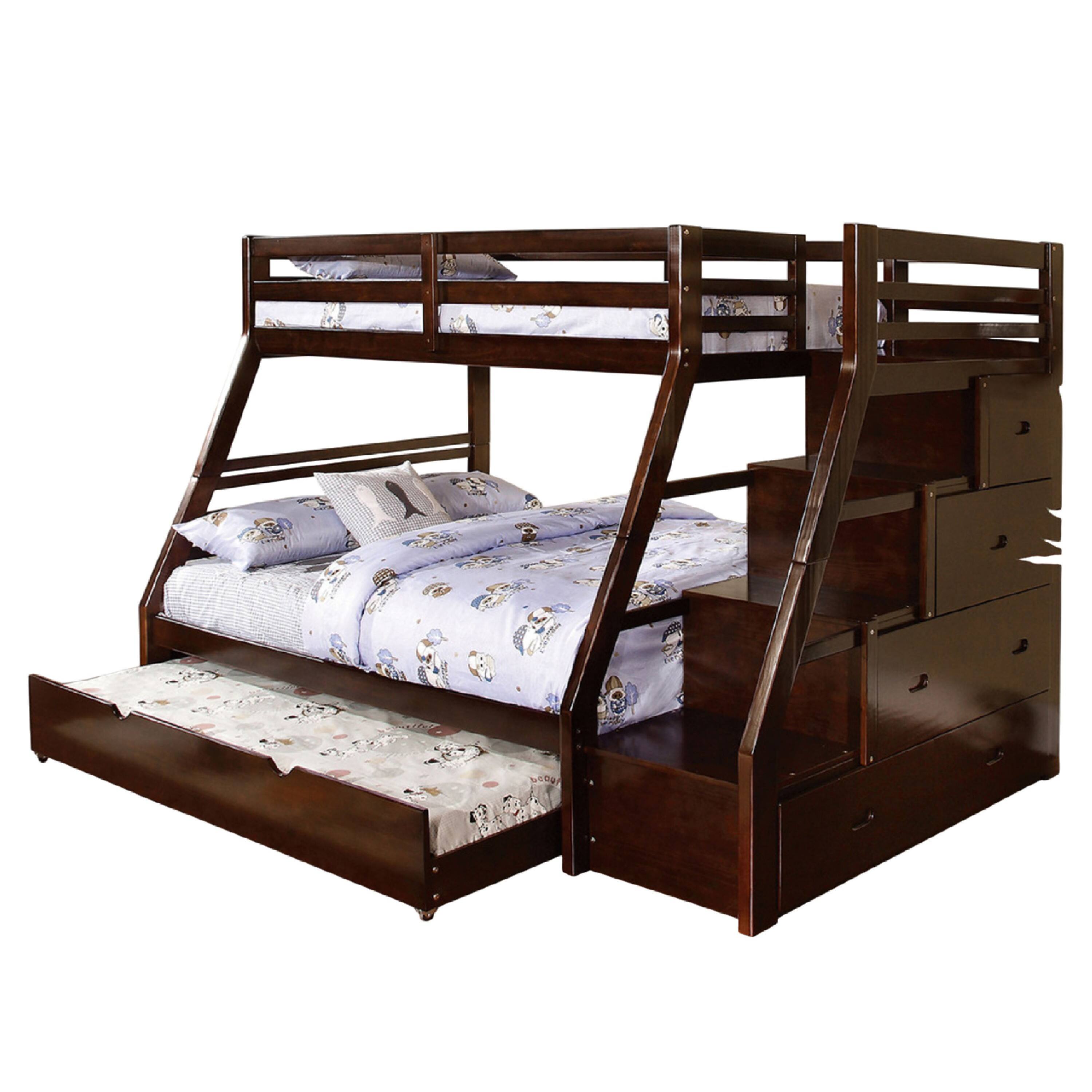 Alt View 1. Manhattan Lane - Ellon Twin over Full Bunk Bed, Trundle, Espresso Brown Wood, Drawers - Espresso Brown.