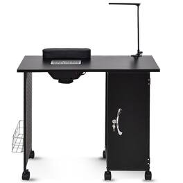 Gymax - Manicure Nail Table Station Steel Frame Beauty Spa Salon Equipment Drawer - Black