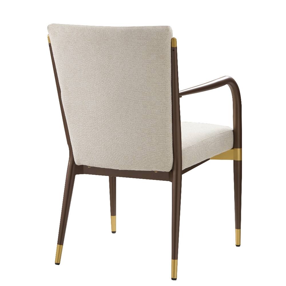 Alt View 2. Loheer - Loheer Modern Dining Arm Chairs Set of 2 Upholstered Iron Frame - White.
