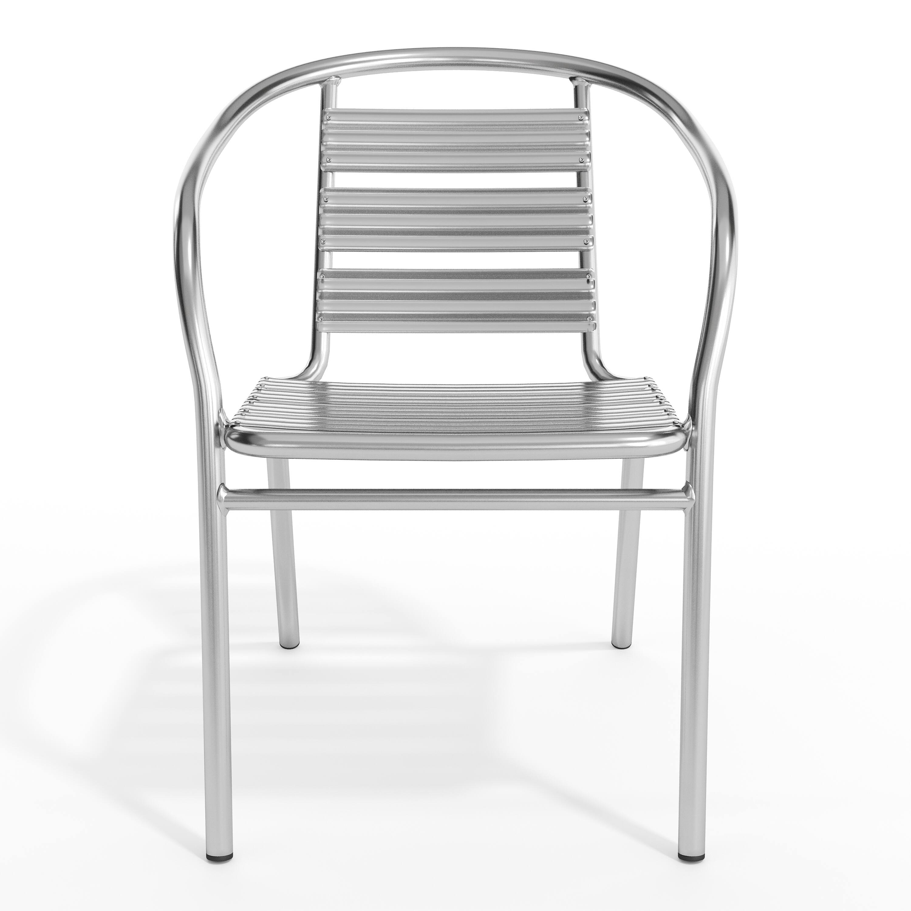 Alt View 9. Emma + Oliver - Heavy Duty Aluminum Commercial Indoor-Outdoor Restaurant Stack Chair with Triple Slat Back - Aluminum.