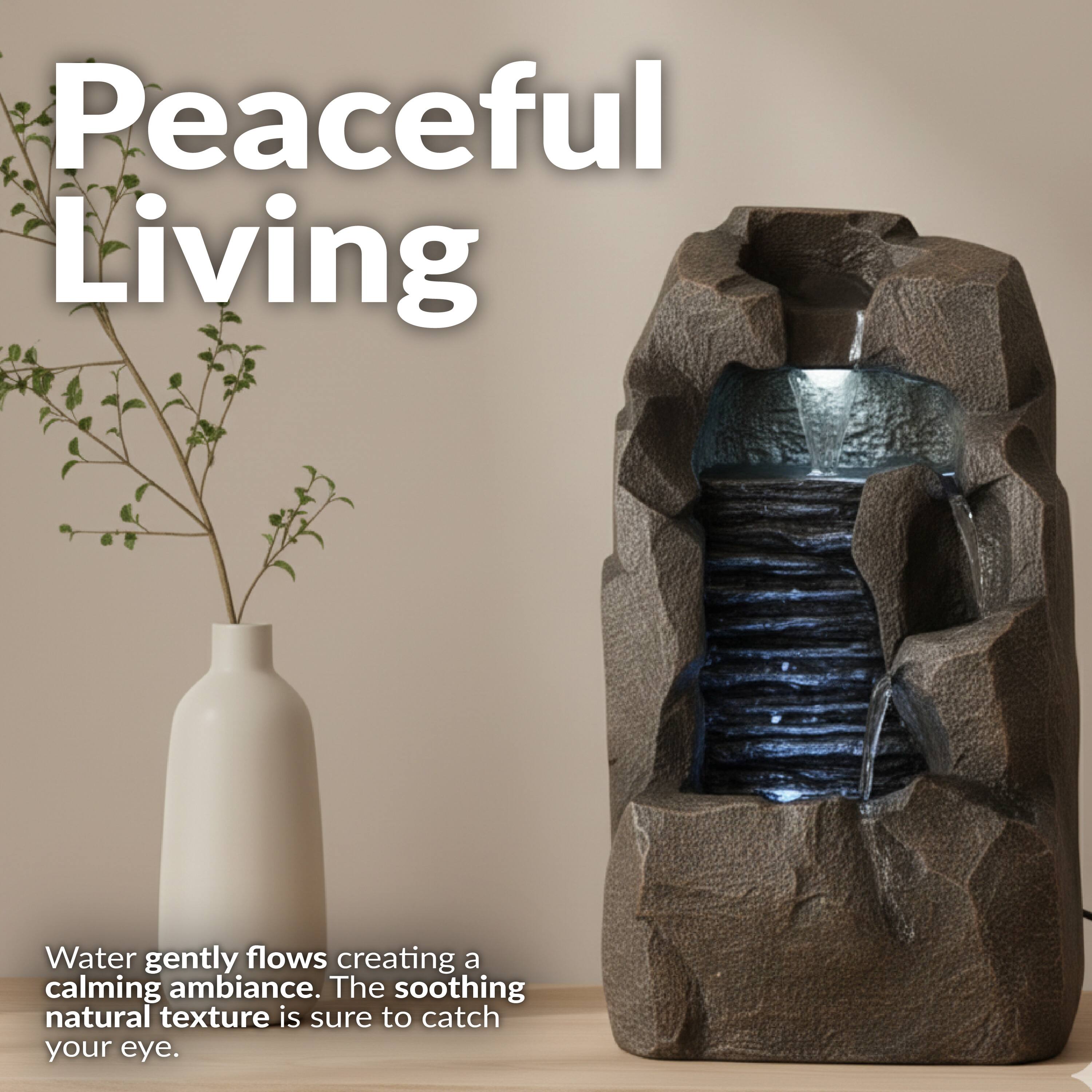 Peaceful Living

Water gently flows creating a calming ambiance. The soothing natural texture is sure to catch your eye.