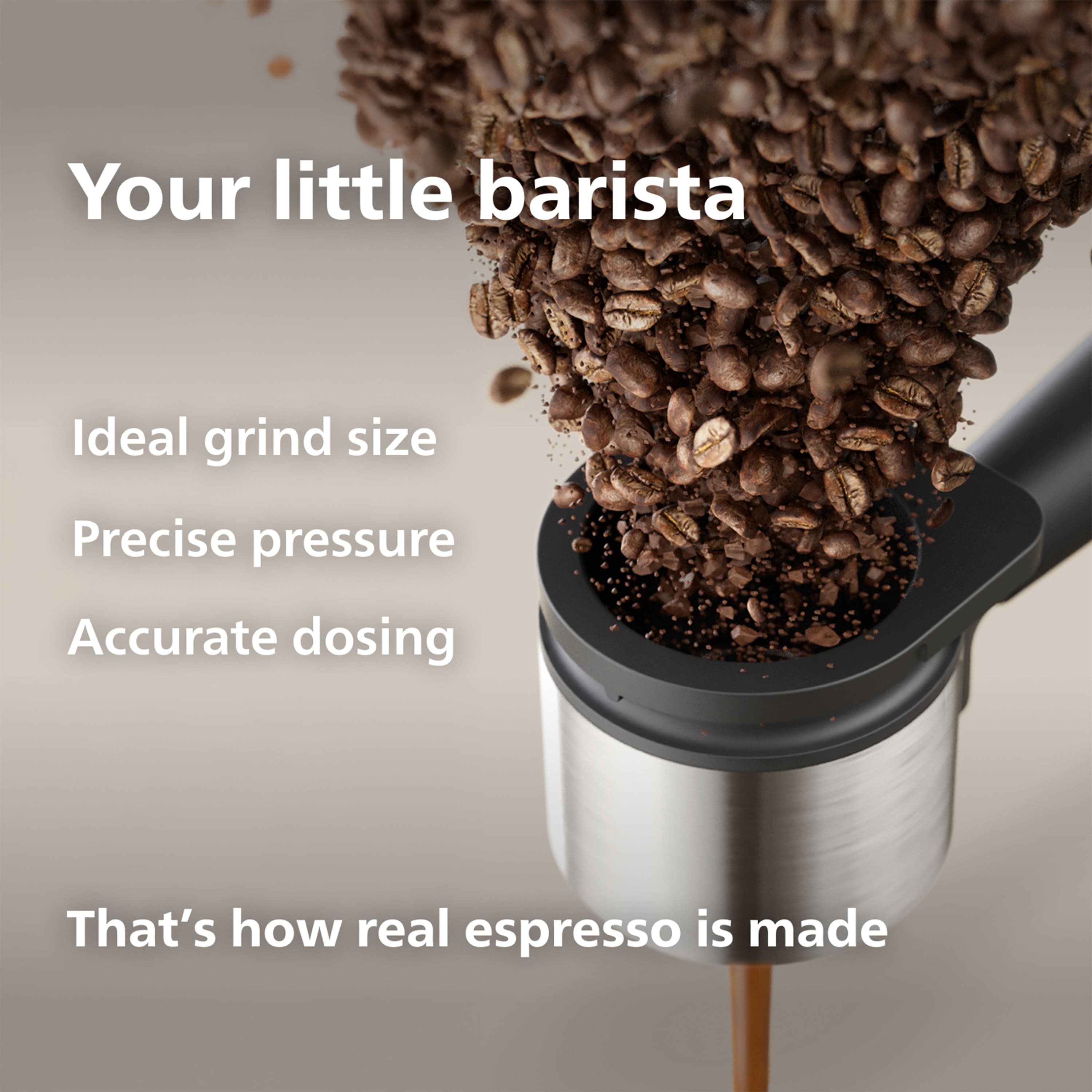 Your little barista
Ideal grind size
Precise pressure
Accurate dosing
That's how real espresso is made