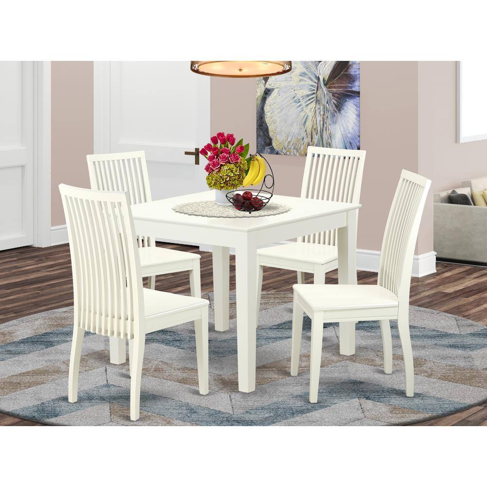 Left. East West Furniture - Dining Room Set Linen White - Brown.