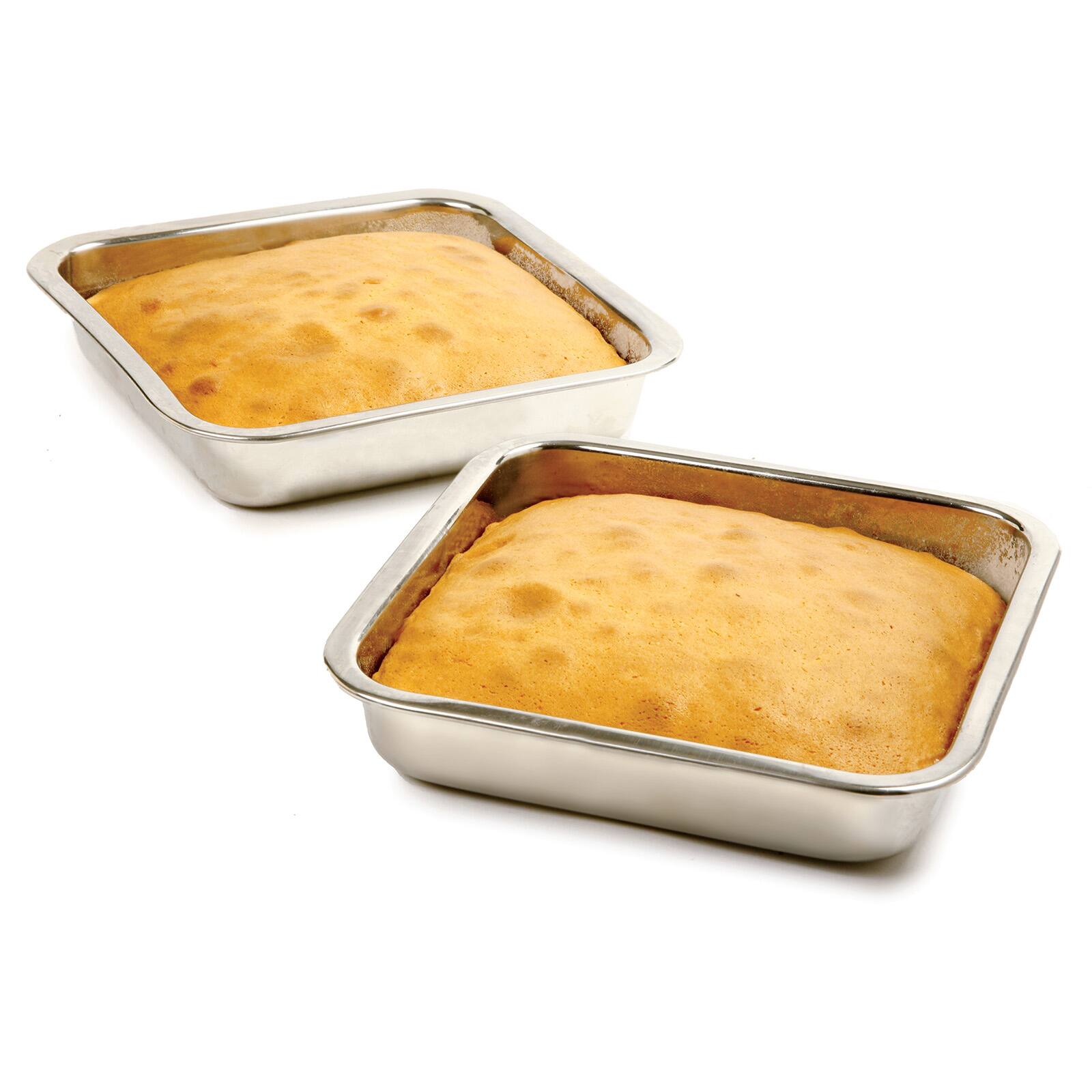 Alt View 1. Norpro - 8-Inch Stainless Steel Square Cake Pan – Rust-Resistant, Easy-Clean Baking Pan - Silver.