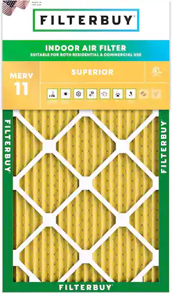 Filterbuy - 12x24x1 MERV 11 Pet & Allergy Defense, Electrostatic Pleated HVAC AC Furnace Air Filters Replacement (1-Pack) - Gold