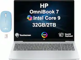 HP - Upgraded - OmniBook 7 Laptop 16.0 2048x1280 Display (Core 9 270H, 32GB, 2TB SSD, Win 11 Pro) w/Dockztorm Wireless Mouse - Glacier Silver