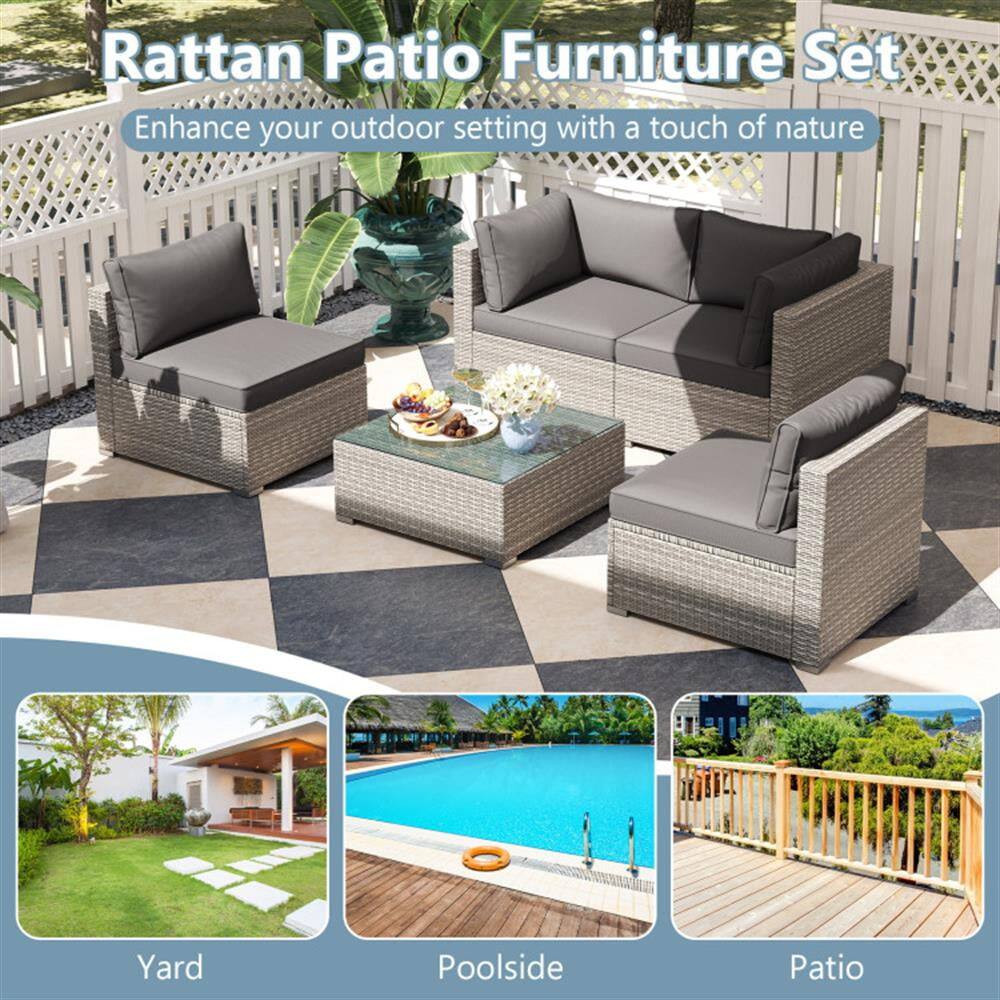 Rattan Patio Furniture Set  
Enhance your outdoor setting with a touch of nature  

Yard  
Poolside  
Patio