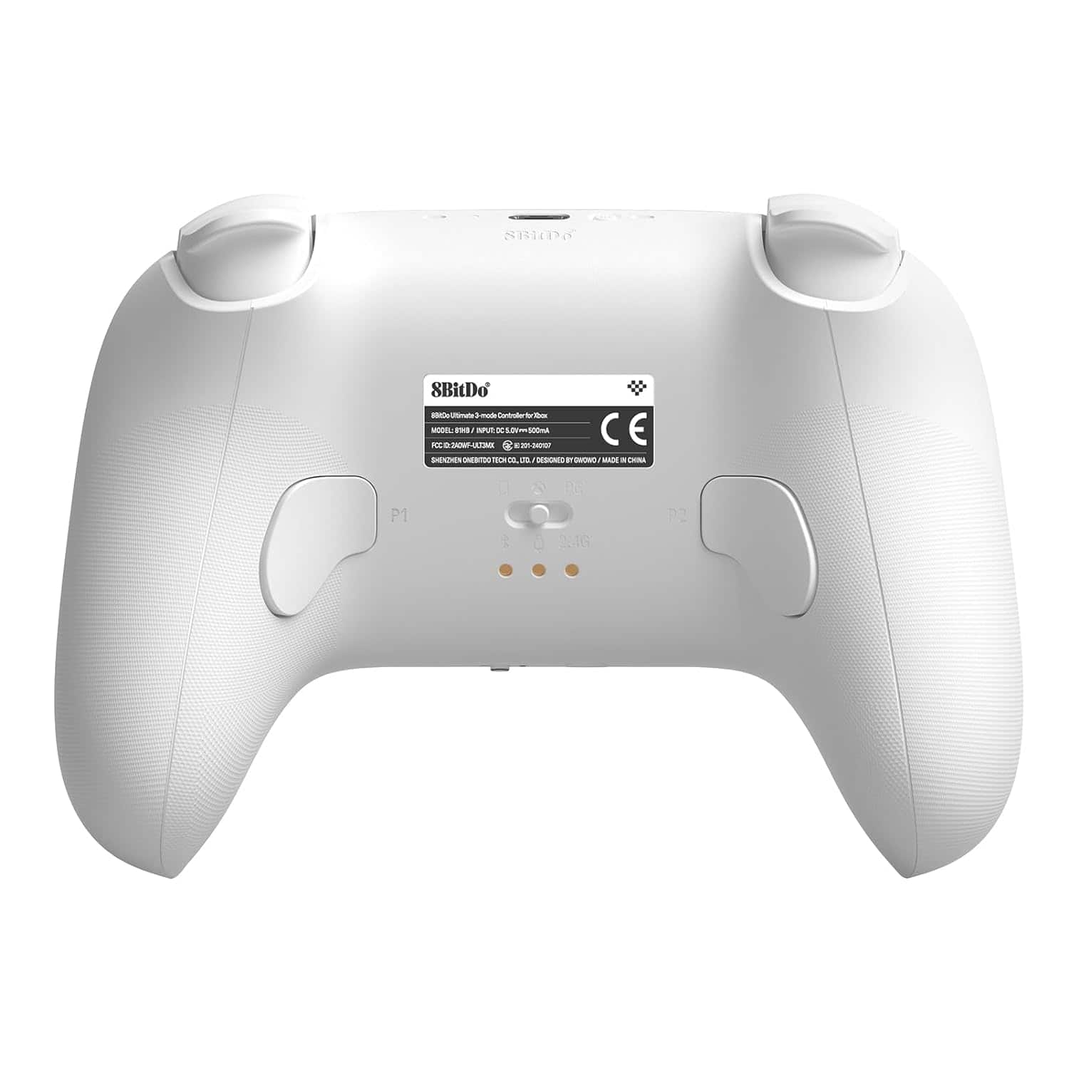 8BitDo
Ultimate 3-Mode Controller
MODEL: S989 - 8BitDo 5.0 - www.8bitdo.com
FCC ID: 2AJM-8BITDO2019
SHENZHEN 8BITDO TECHNOLOGY CO., LTD.
DESIGNED BY 8BITDO / MADE IN CHINA
CE
P1
P2
SBD 8BitDo - a - t - d - - - - sPu - m m - C E - - IEINS CNESTIN - da VE ISUMS +. - WADE . IH P1 t PC 2.1G 72
