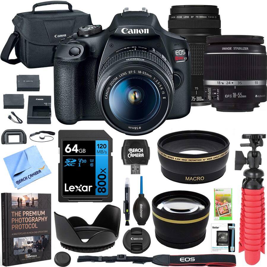 Bundle Canon EOS Rebel T7 DSLR Camera W 18 55mm IS II 75 300mm III bundle-canon-eos-rebel-t7-dslr-camera-w-18-55mm-is-ii-75-300mm-iii