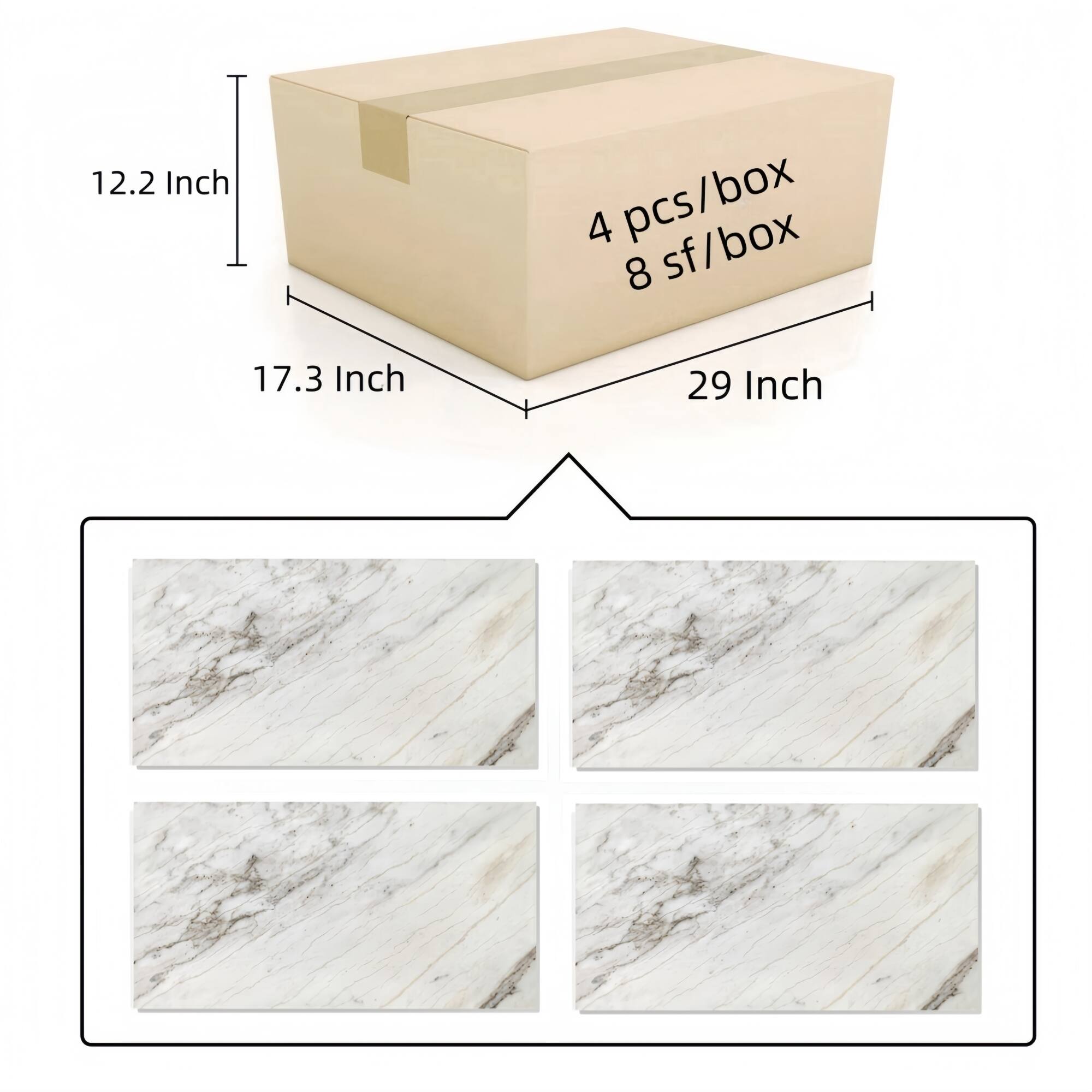 12.2 Inch  
17.3 Inch  
29 Inch  

4 pcs/box  
8 sf/box