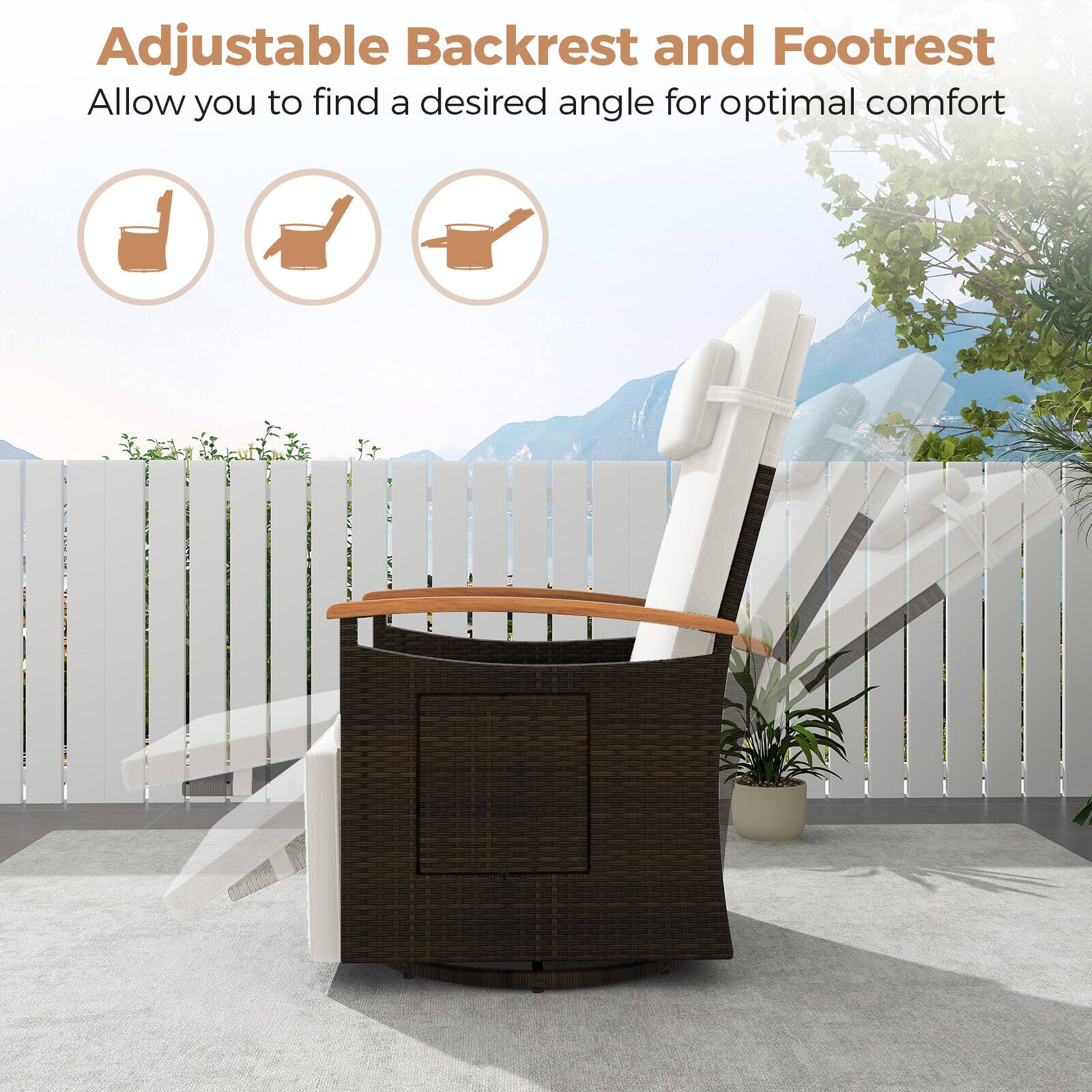 Adjustable Backrest and Footrest

Allow you to find a desired angle for optimal comfort