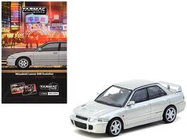 Tarmac Works - Mitsubishi Lancer GSR Evolution RHD (Right Hand Drive) with Tarmac Cards Global64 Series 1/64 - Silver Metallic