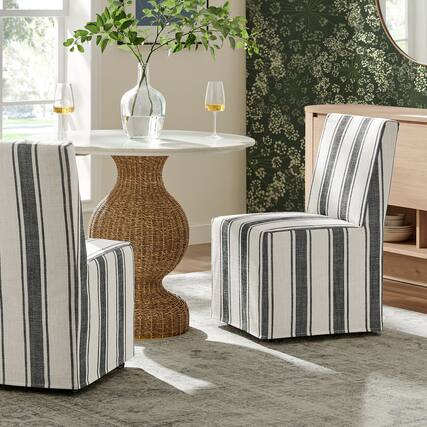 Front. Modway - Tessera Striped Slipcovered Dining Side Chair by Modway - Black Stripe.