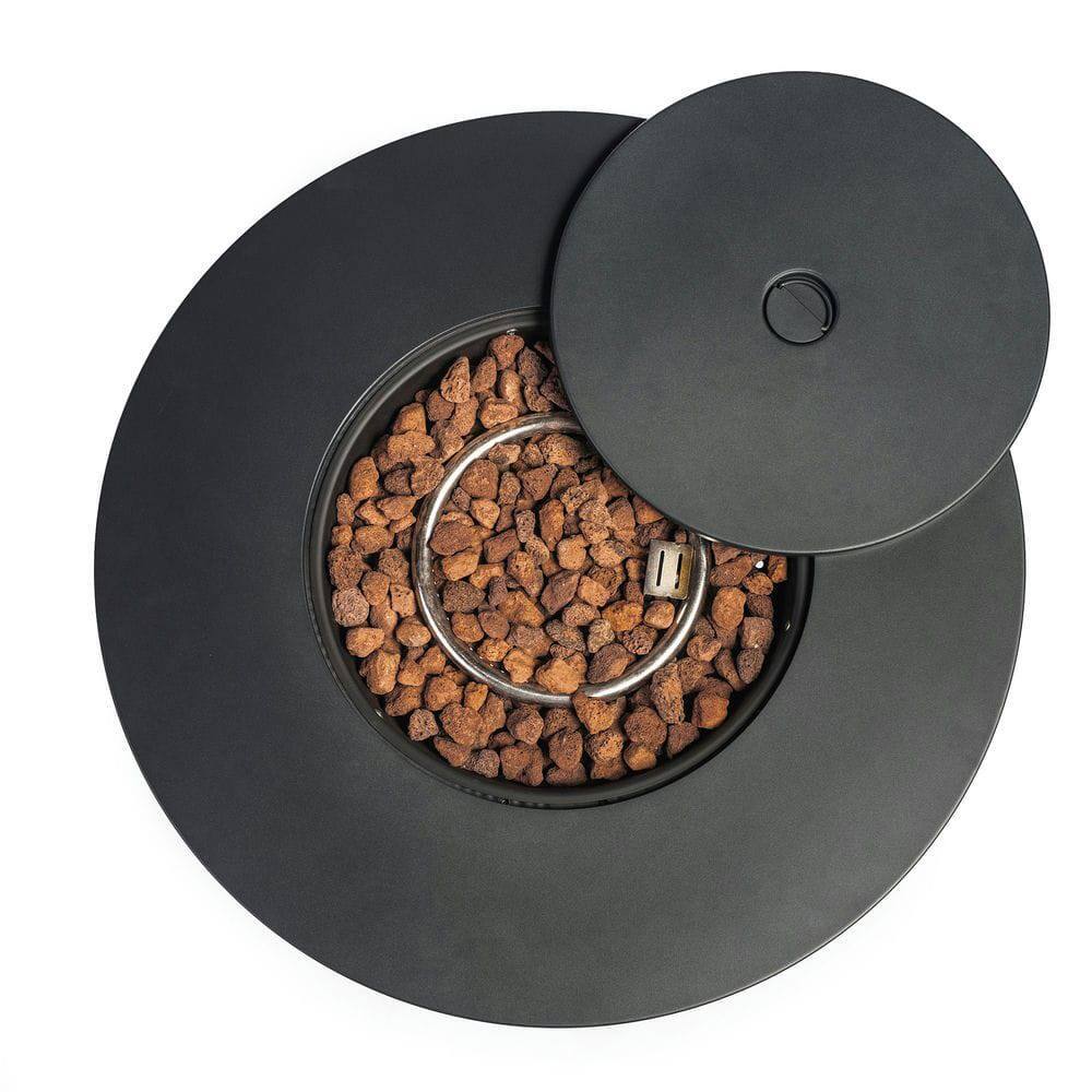 Alt View 6. Resenkos - 30" 50000 BTU Round Steel Propane Gas Fire Pit Table for Outside Patio, Deck, Garden, Courtyard, Black.