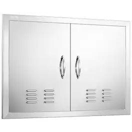 VEVOR - BBQ Access Door, 30W x 21H Inch Double Outdoor Kitchen Door, Stainless Steel Flush Mount Door, Wall Vertical Door - Silver