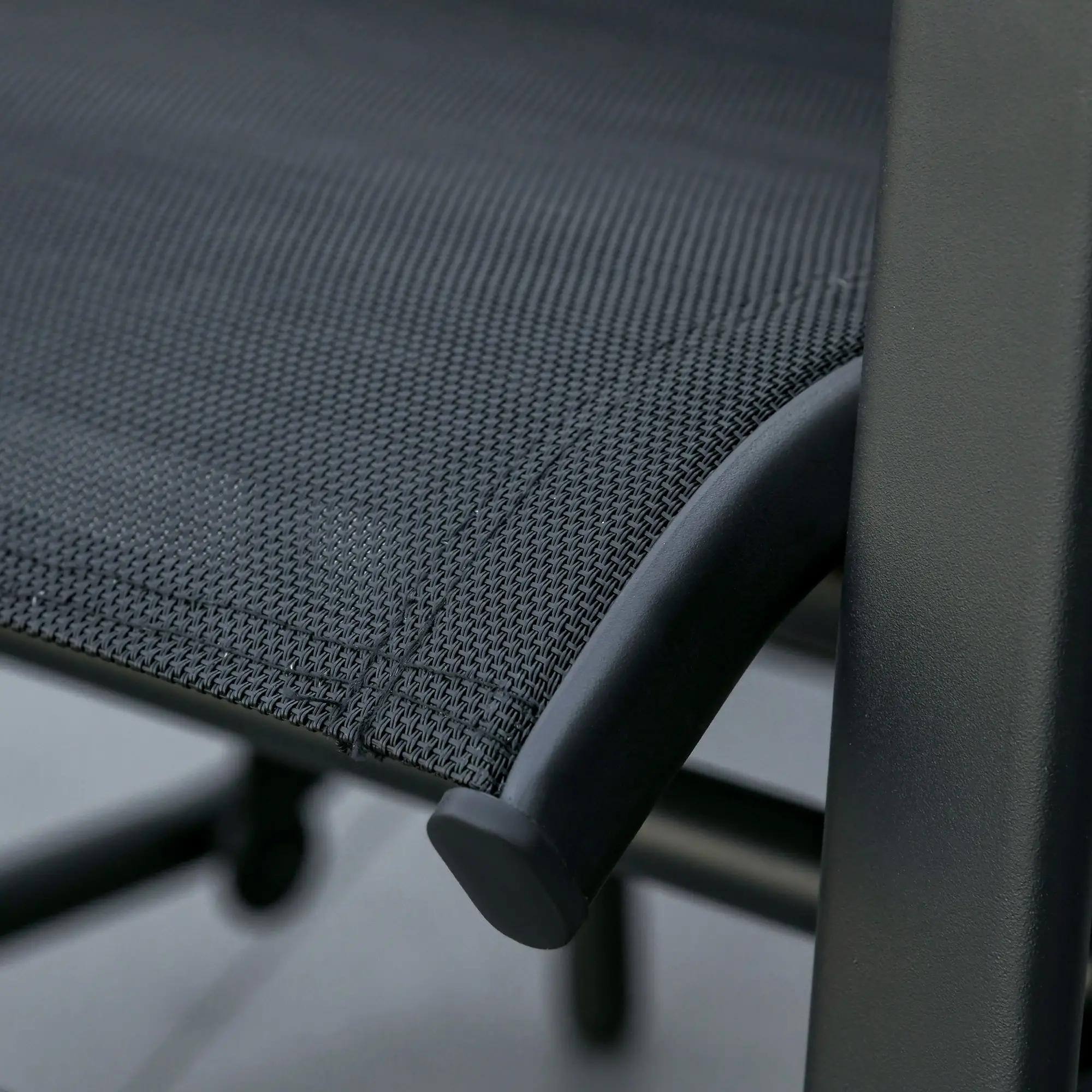 Back. Resenkos - Resenkos Outdoor Glider Set with Coffee Table, Patio 2-Person Swing with Breathable Sling, Black - Black.