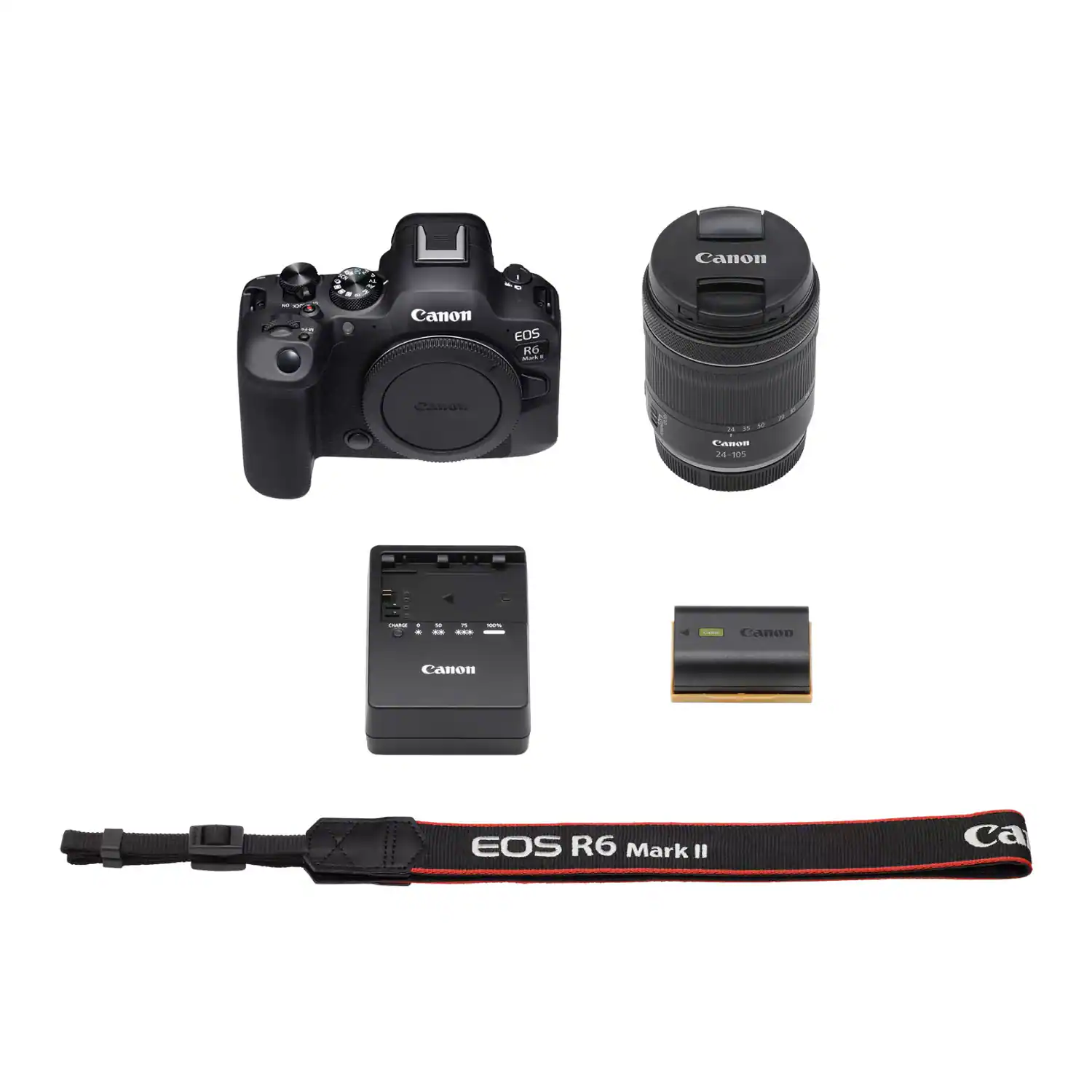 Canon - Canon EOS R6 Mark II - Canon RF 24-105mm - Canon LP-E6N Battery - Canon USB Cable