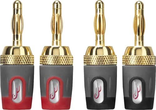 Rocketfish™ - Speaker Cable Banana Plugs (4-Pack) - Red/Black - Angle