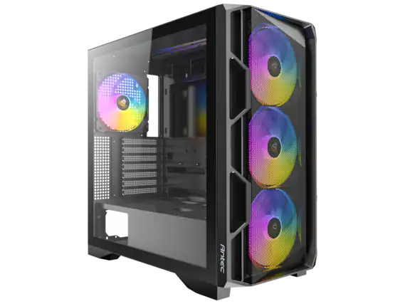 Front. Antec - AX1000 ARGB, 4 x 140mm ARGB PWM Fans Included, ARGB PWM Fan Controller, 360mm Radiator Support, Mid-Tower ATX PC Case - Black.