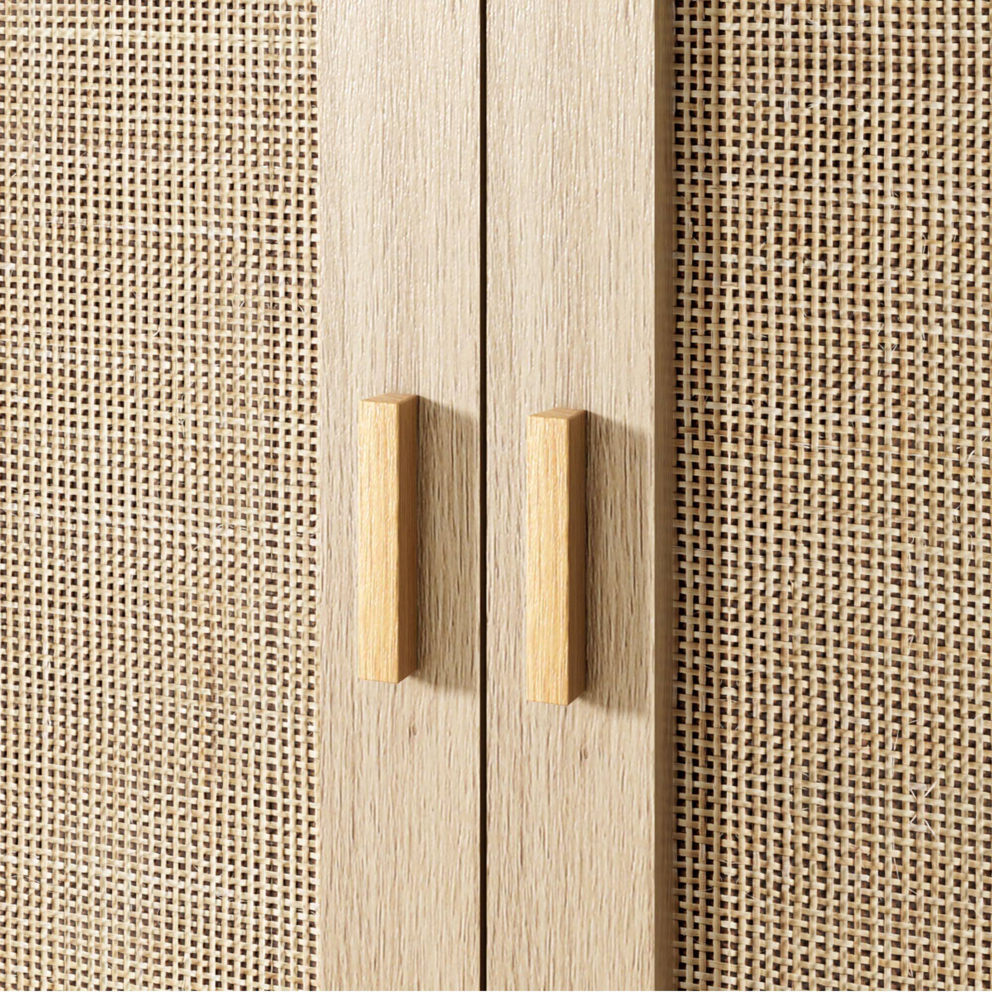 Alt View 4. Jojoka - 36" Tall Rattan Buffet Cabinet with 2 Doors & Shelf, Wood Sideboard Cabinet for Entryway, Boho Coffee Cabinet - Natural.