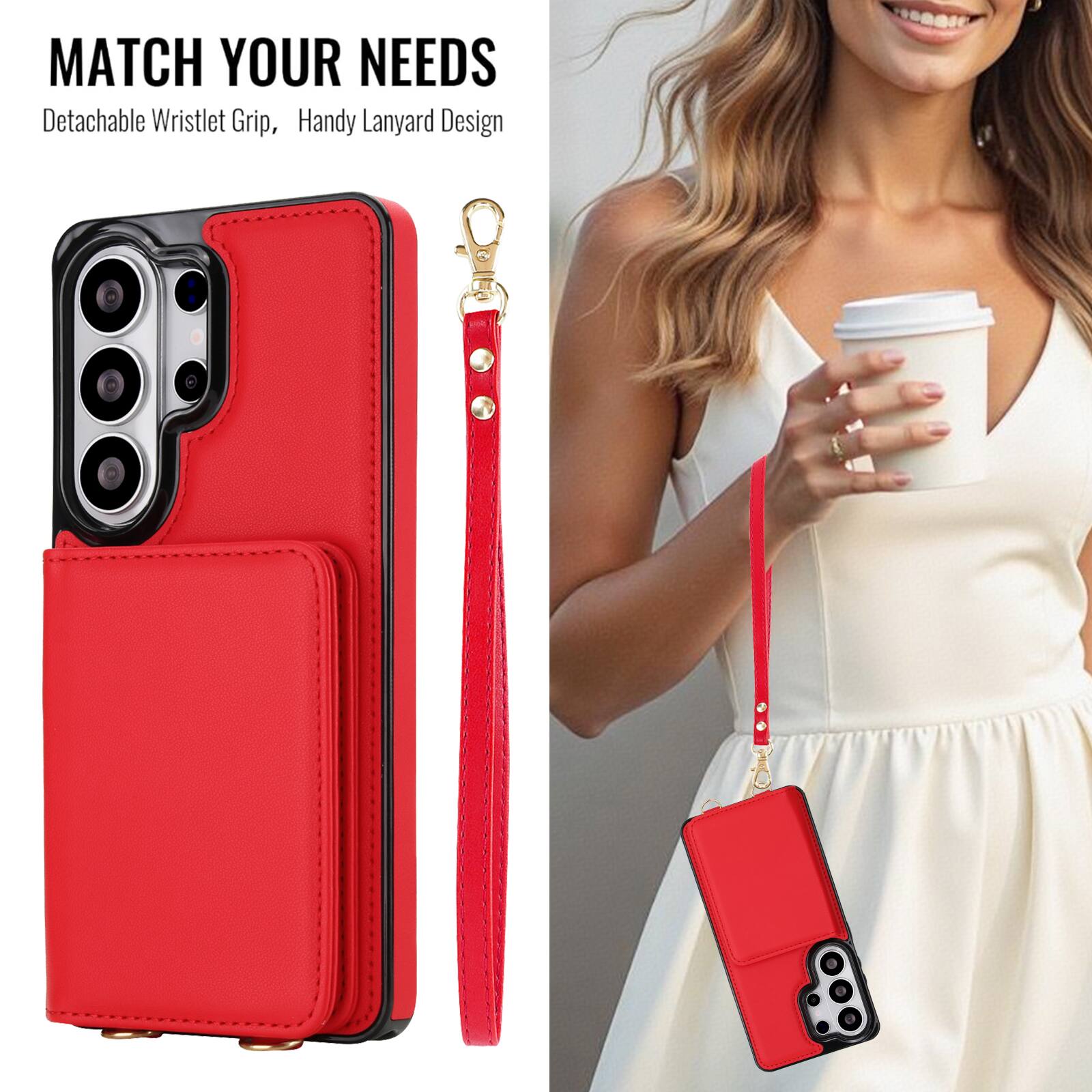 MATCH YOUR NEEDS  
Detachable Wristlet Grip, Handy Lanyard Design