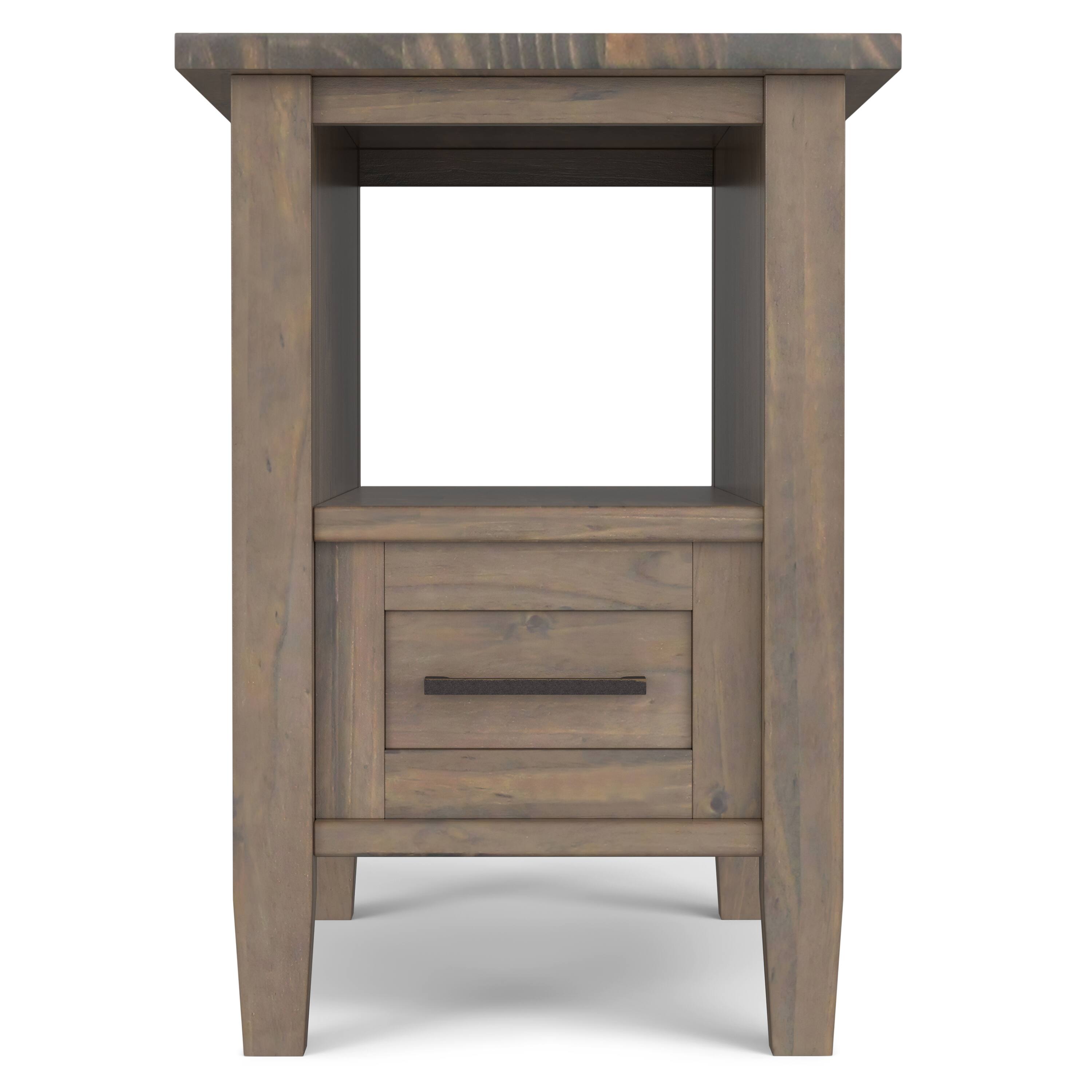 Left. Simpli Home - Ela SOLID WOOD 14 inch Wide Rectangle Transitional Narrow End Table in Smoky Brown - Smoky Brown.