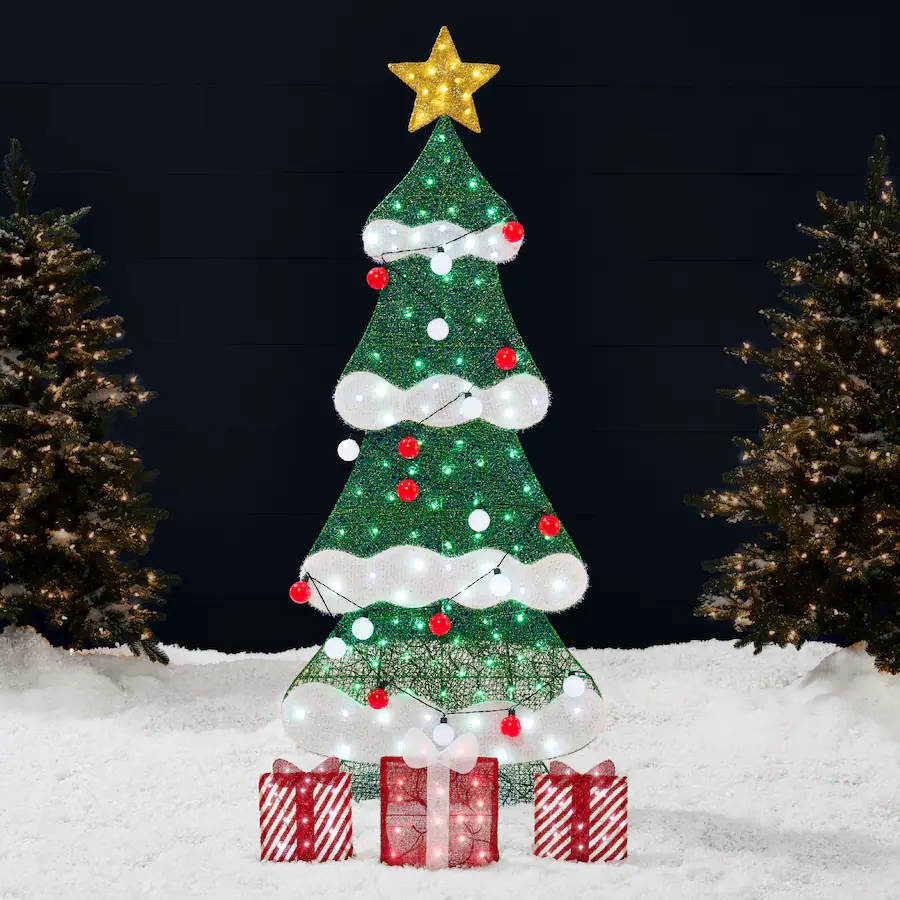 Best Choice Products 6ft Lighted 2D Christmas Tree Outdoor Decor w/ 170 ...