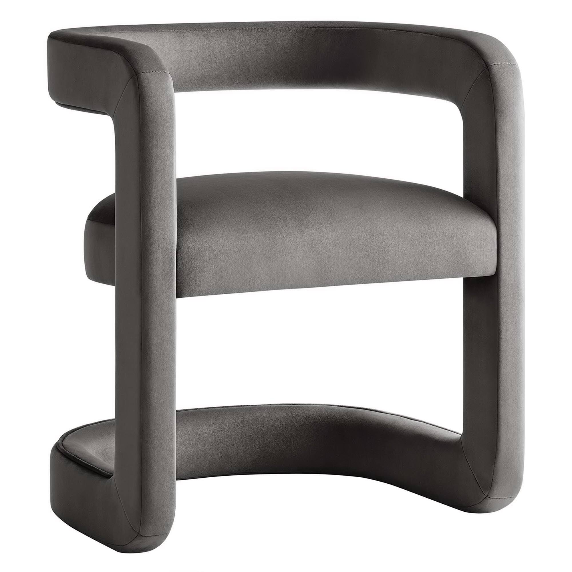 Angle. Modway - Winslow Performance Velvet Barrel Accent Chair by Modway - Storm Gray.