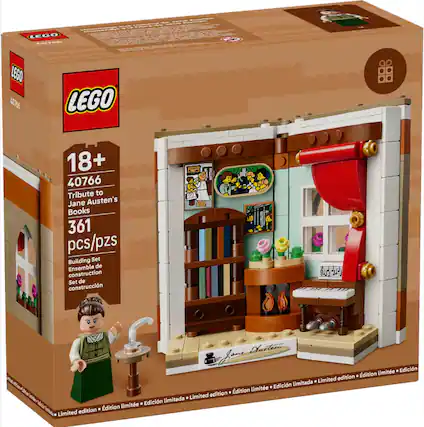 LEGO 40766
18+
Tribute to Jane Austen's Books
361 pcs/pzs
Building Set
Ensemble de construction
Set de construcción
Set de construcción
Limited edition
Édition limitée
Edición limitada
Limited edition
Édition limitée
Edición limitada