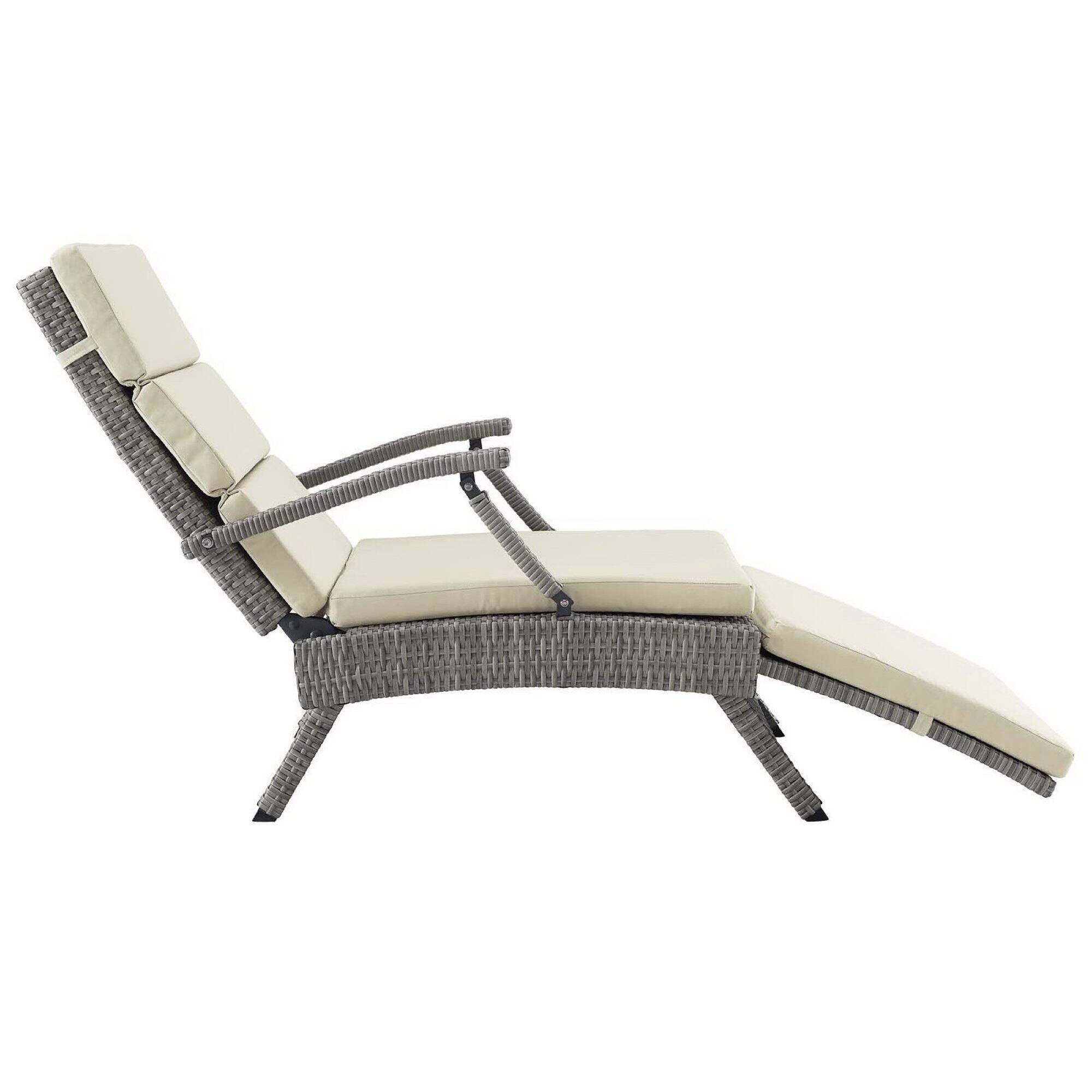 Alt View 4. Modway - Envisage Chaise Outdoor Patio Wicker Rattan Lounge Chair by Modway - Light Gray Beige.
