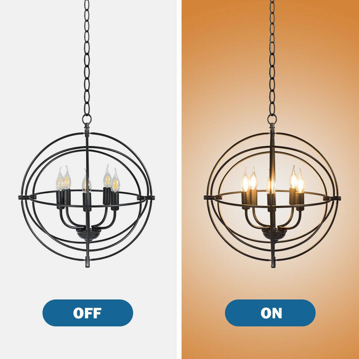 Alt View 2. SKONYON - Foldable Chandelier Light Fixture for Living Room and Dining Room Compatible with E12 Bulbs - Black.