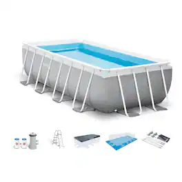 Intex - 16' x 42" Prism Frame Rectangular Above Ground Swimming Pool Set w/ Canopy